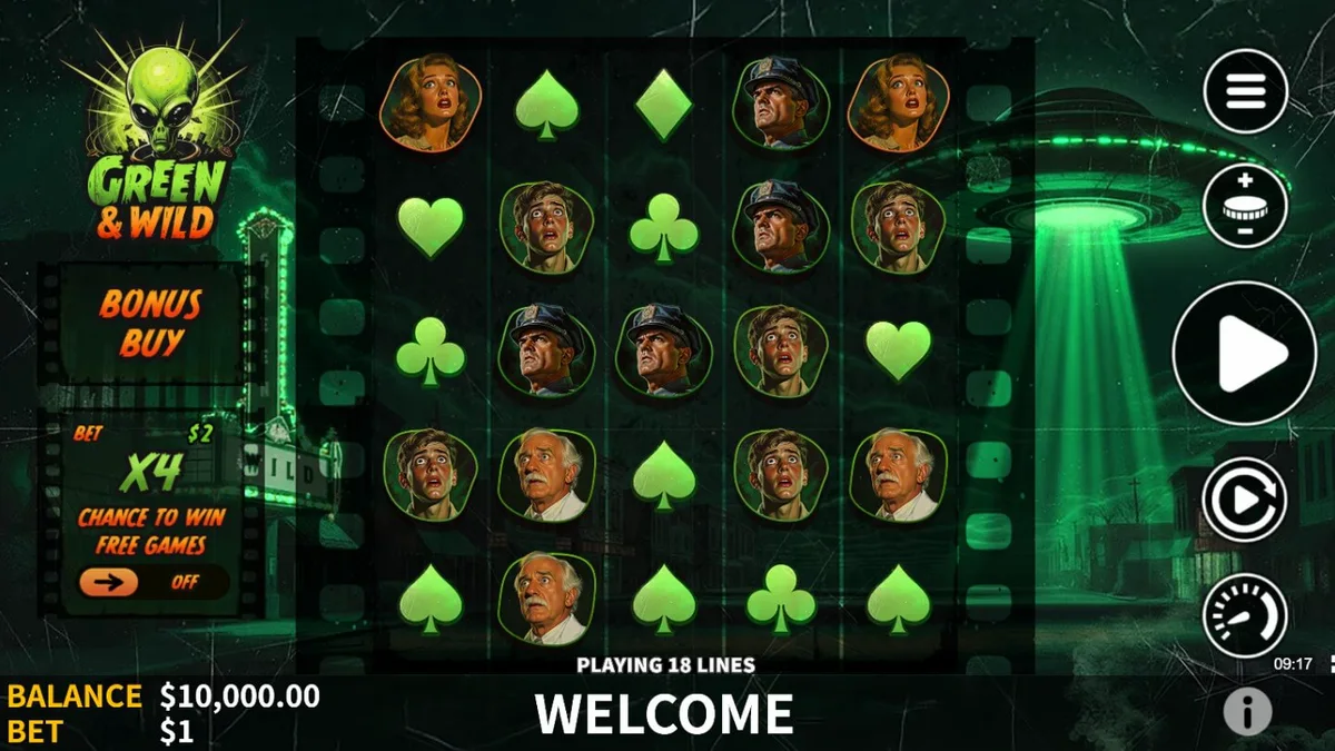 Tampilan visual slot Green & Wild dengan latar belakang hutan yang rimbun dan simbol satwa liar.