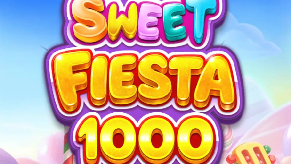 Tampilan visual ceria dari slot Sweet Fiesta 1000 dengan tema karnaval permen
